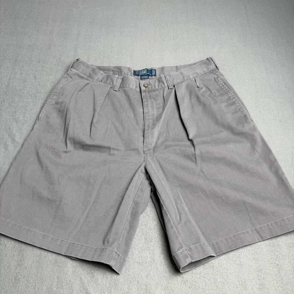 Polo Ralph Lauren Tyler Short Mens 36 Gray Pleated Cotton Chino Shorts
